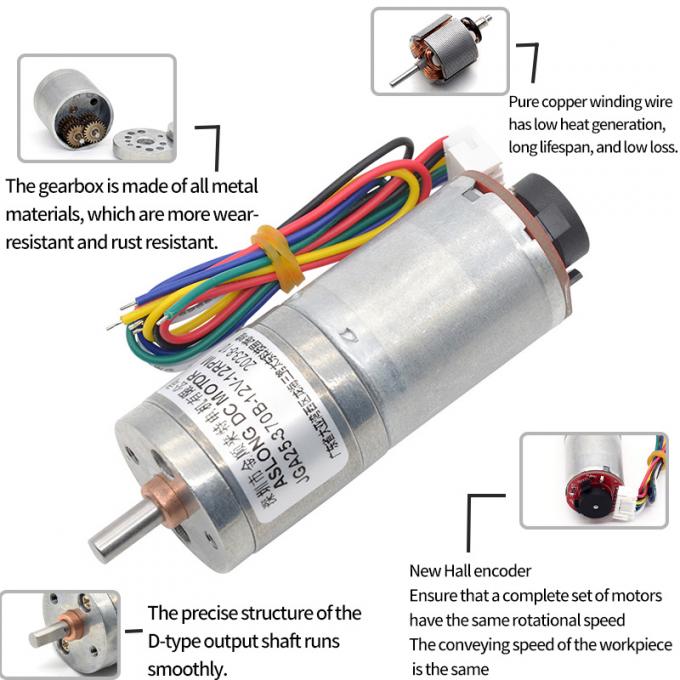 6v 12v 25mm Brushed DC Gear Motor Encoder JGA25-370B Высокий крутящий момент 25mm Brushed DC Gear Motor 17